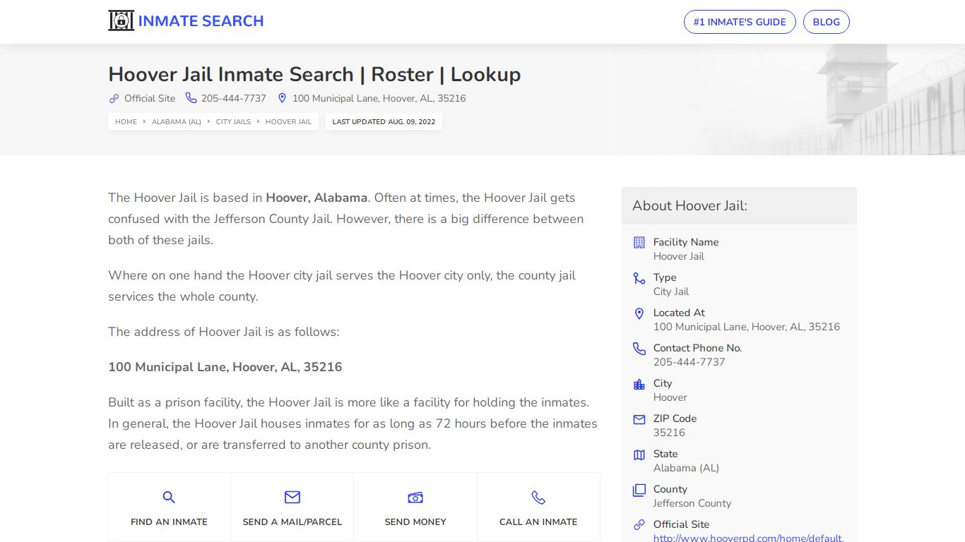 Hoover Jail Inmate Search | Roster | Lookup