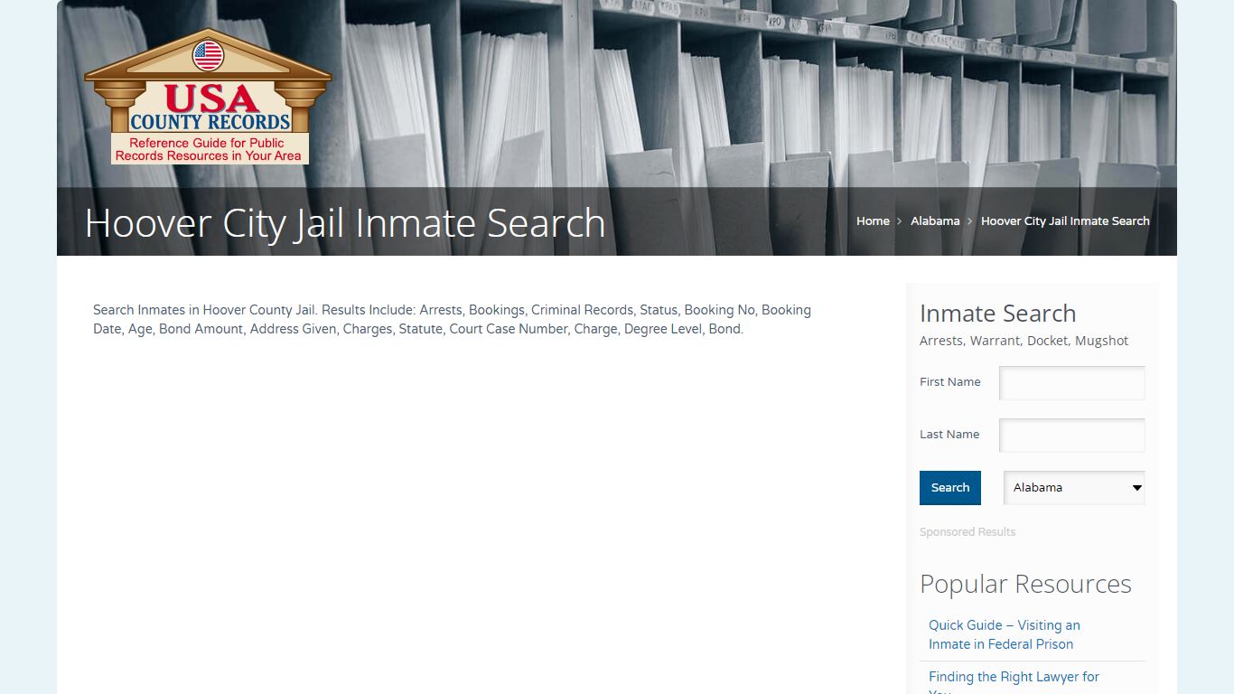 Hoover City Jail Inmate Search | Name Search